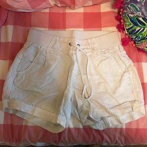 Athleta white linen drawstring shorts